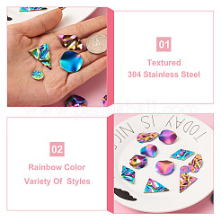 32Pcs 8 Style Rainbow Color 304 Stainless Steel Pendants&nbsp;STAS-CD0001-28