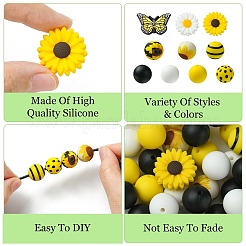 Printed Round Silicone Focal Beads Kits&nbsp;SIL-YW0001-59