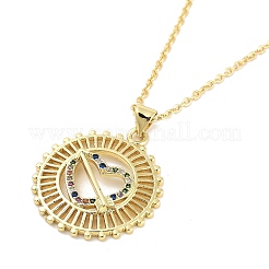 Brass Micro Pave Clear Cubic Zirconia Pendant Necklaces&nbsp;NJEW-Z035-02B-G