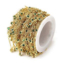 Brass Cubic Zirconia Cable Chains&nbsp;CHC-H112-02G-04