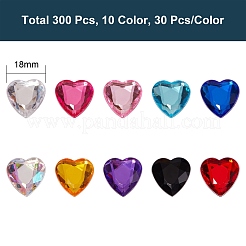 300Pcs 10 Colors Imitation Taiwan Acrylic Rhinestone Cabochons&nbsp;sgGACR-SZ0001-09