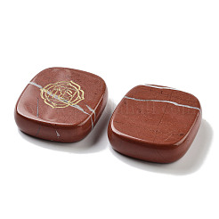 Natural Red Jasper Rectangle with Chakra Sign Figurines Display Decorations&nbsp;DJEW-K025-02E