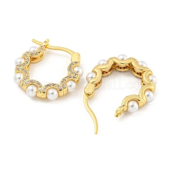 Rack Plating Brass Micro Pave Clear Cubic Zirconia Hoop Earring&nbsp;EJEW-C102-34G