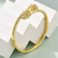 Brass Micro Pave Clear Cubic Zirconia Hinged Bangles&nbsp;BJEW-S168-03G