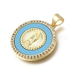 Easter Brass Clear Cubic Zirconia & Acrylic Pendants&nbsp;KK-G602-06G-02