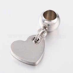 Tarnish Resistant Mixed Shape 304 Stainless Steel European Large Hole Dangle Charms&nbsp;PALLOY-JF00032