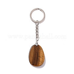 Natural Tiger Eye Teardrop with Spiral Pendant Keychain&nbsp;KEYC-A031-02P-02