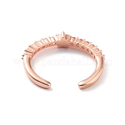 Star Rack Plating Brass Micro Pave Clear Cubic Zirconia Open Rings&nbsp;RJEW-D020-11RG