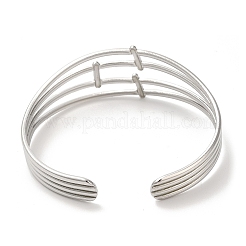 Non-Tarnish 304 Stainless Steel Multi Line Cuff Bangles for Women&nbsp;BJEW-L682-006P