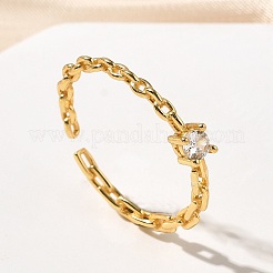 925 Sterling Silver Pave Cubic Zirconia Open Cuff Rings&nbsp;RJEW-R016-01G-02