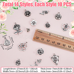 140Pcs 14 Styles Tibetan Style Alloy Pendants&nbsp;TIBE-GA0001-03AS