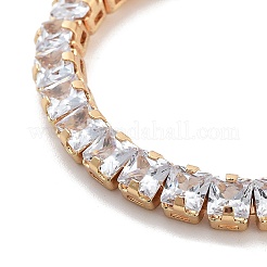 Brass Pave Clear Cubic Zirconia Square Box Chain Slider Bracelets&nbsp;BJEW-B094-10B-G