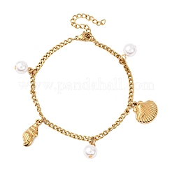 Conch & Shell Shape 304 Stainless Steel Charm Bracelets&nbsp;BJEW-F519-02A-G