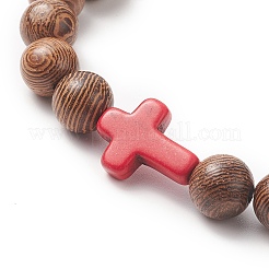 Gemstone & Natural Wood Beaded Stretch Bracelet for Women&nbsp;BJEW-JB09294