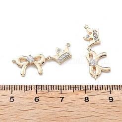 Brass Clear Cubic Zirconia Connector Charms&nbsp;KK-G523-09G