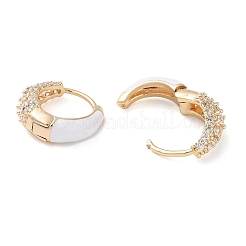 Brass Micro Pave Clear Cubic Zirconia Hoop Earrings for Women&nbsp;LS-EJEW-S234-07G-02