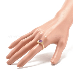 Natural Amethyst Oval Finger Rings&nbsp;RJEW-JR00441-01