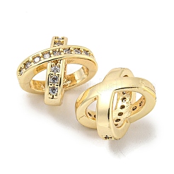 Brass Micro Pave Clear Cubic Zirconia Beads&nbsp;KK-L211-001G
