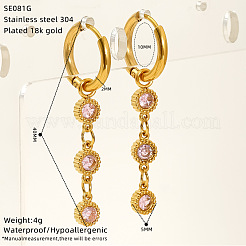 304 Stainless Steel Pave Cubic Zirconia Hoop Earrings for Women&nbsp;WGDFE33-02