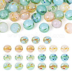 35Pcs 7 Colors Handmade Lampwork Round Beads&nbsp;LAMP-TA0001-58