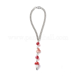 Mushroom Handmade Lampwork Pendant Decorations&nbsp;HJEW-JM00754