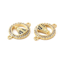 Rack Plating Brass Micro Pave Blue & Clear Cubic Zirconia Connector Charms&nbsp;KK-D087-08G