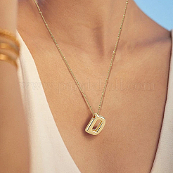 1pc Brass Chain with Alloy Letter Pendants Necklaces&nbsp;NJEW-LP0001-41D-G