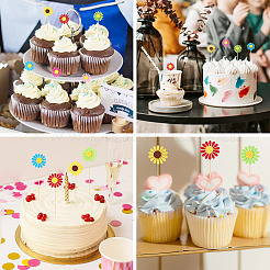 Wood with Paper Cake Toppers&nbsp;AJEW-TAC0035-11A
