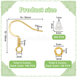 Brass Earring Hooks with Jump Rings & Plastic Ear Nuts&nbsp;DIY-PH0023-18