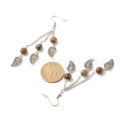 Natural Quartzose Jade Bead Dangle Earrings&nbsp;EJEW-JE04823-01