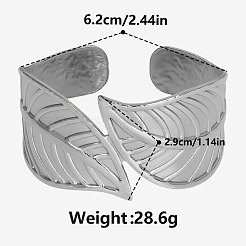 Leaf 304 Stainless Steel Cuff Bangles for Women&nbsp;CM7227-1