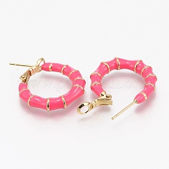 Brass Enamel Stud Earrings&nbsp;EJEW-L231-63G