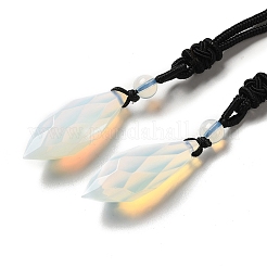 Cone Natural & Synthetic Mixed Gemstone Pendant Necklace with Nylon Rope for Women&nbsp;G-H286-08