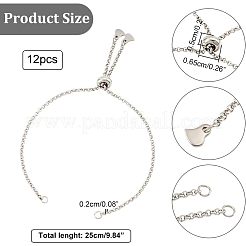 12Pcs 304 Stainless Steel Rolo Chain Slider Bracelet Making&nbsp;AJEW-NB0003-63