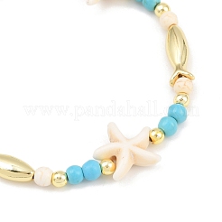 Synthetic Turquoise Beaded Necklace & Bracelet & Dangle Earring Sets&nbsp;SJEW-JS01361