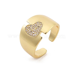 Rack Plating Brass Micro Pave Clear Cubic Zirconia Cuff Rings for Women&nbsp;RJEW-M028-113G