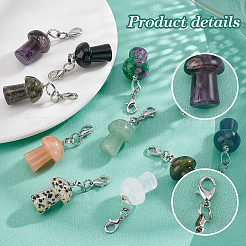 11Pcs 11 Style Mushroom Gemstone Pendant Decorations&nbsp;PALLOY-AB00138