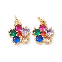 Rack Plating Brass Micro Pave Colorful Cubic Zirconia Pendants&nbsp;ZIRC-C040-41G