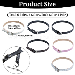 6 Pairs 6 Colors Imitation Leather Women's Adjustable Detachable Anti-Loose Shoe Straps for High Heels&nbsp;AJEW-CL0002-07