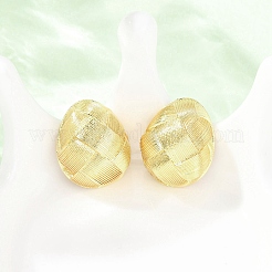 Woven Oval Brass Stud Earrings&nbsp;EJEW-D351-06G
