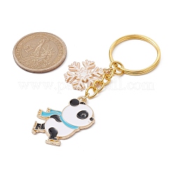 Snowflake & Panda Alloy Enamel Pendant Keychains&nbsp;KEYC-JKC00630-01