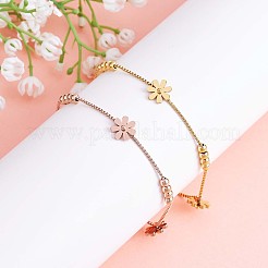 Stainless Steel Daisy Flowers Ankle with Box Chains for Women&nbsp;JA196B