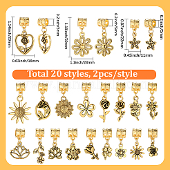 40Pcs 20 Styles Alloy European Dangle Charms&nbsp;PALLOY-BM00018