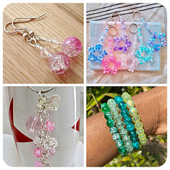 100Pcs Crackle Transparent Glass UV Reactive Beads&nbsp;GLAA-TA0004-28B