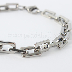 Tarnish Resistant Rectangle 201 Stainless Steel Chain Bracelets&nbsp;X-BJEW-N240-06P