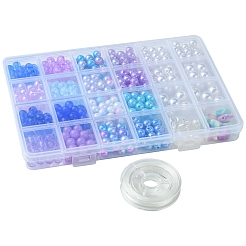 DIY Round Acrylic & ABS Plastic Imitation Pearl Beads Bracelets Jewelry Making Kits&nbsp;DIY-FS0007-42