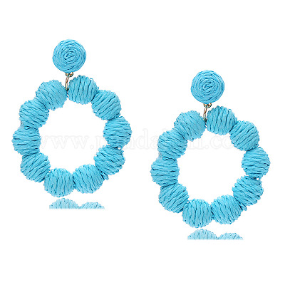 Raffia Stud Dangle Earrings&nbsp;FS-WG6C817-01-1
