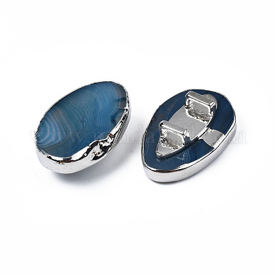 Natural Agate Slide Charms&nbsp;G-S359-382-1