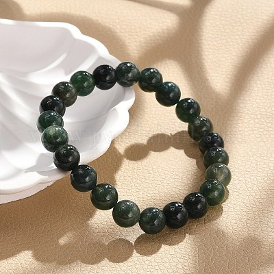 Natural Moss Agate Beads Stretch Bracelets&nbsp;BJEW-F380-01-B15-1