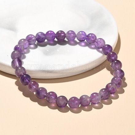 Natural Amethyst Bead Stretch Bracelets BJEW-K212-A-034-1
